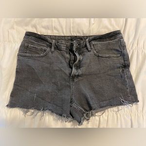 Free Assembly black frayed jean shorts.